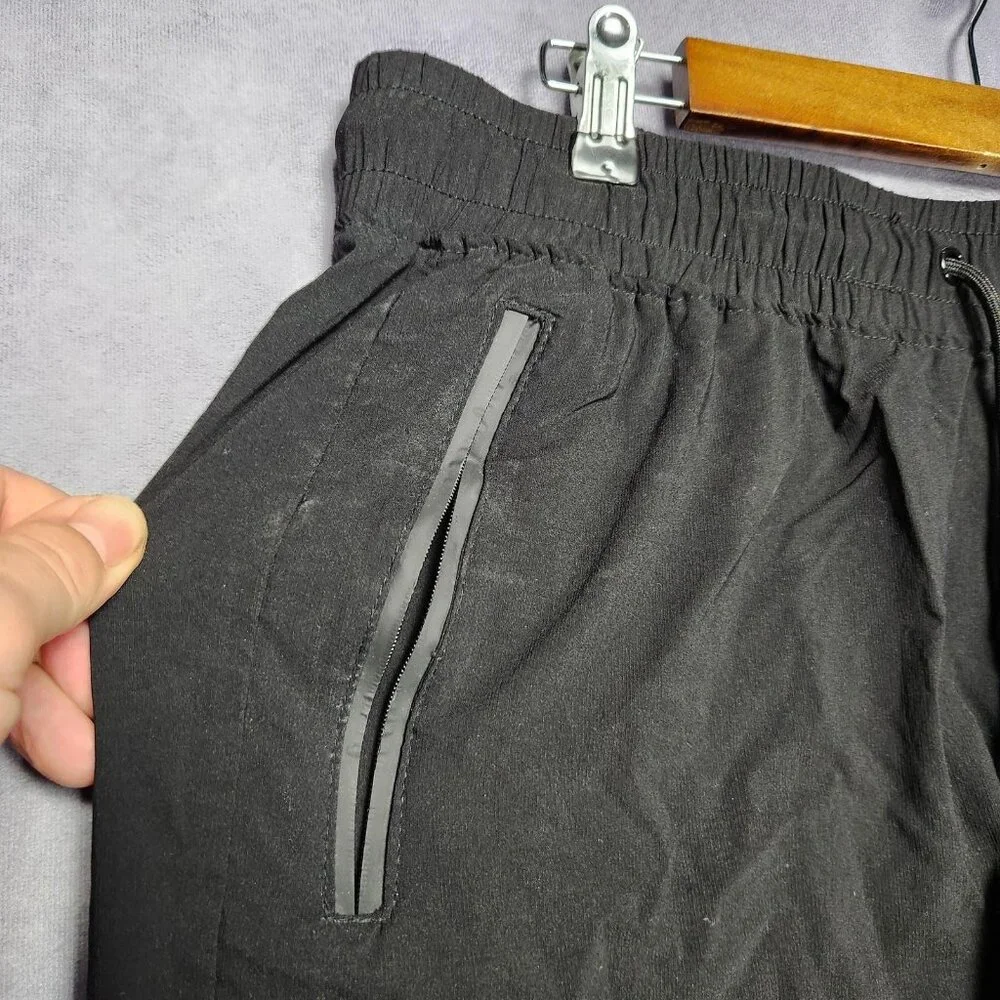 Athletex Jogger Pants Mens Large‎ Black Tapered Drawstring Water Resistant Nylon